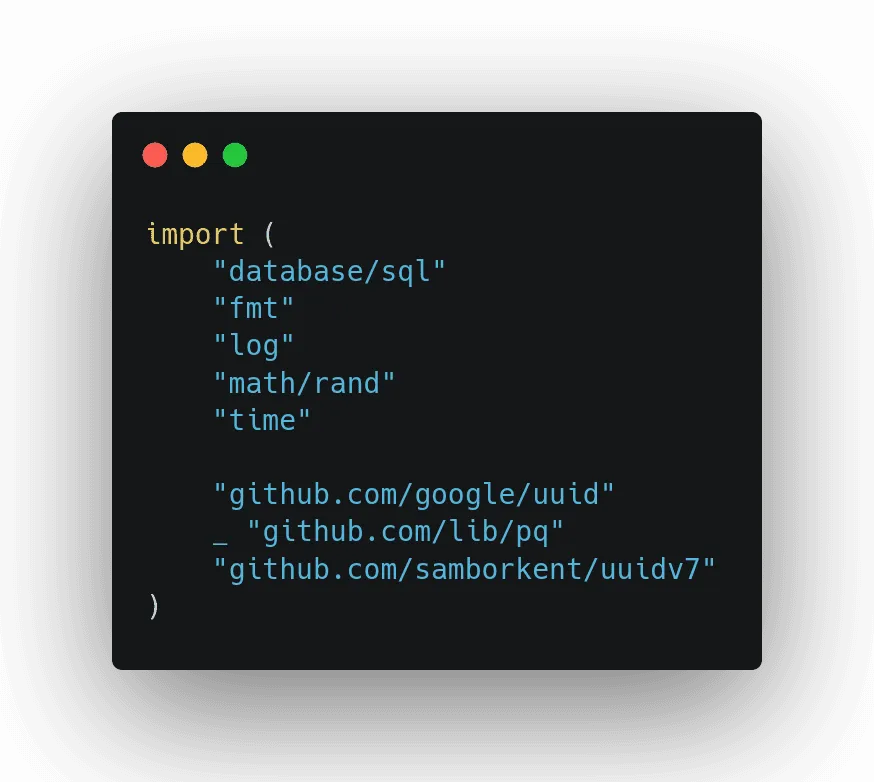 Go imports code