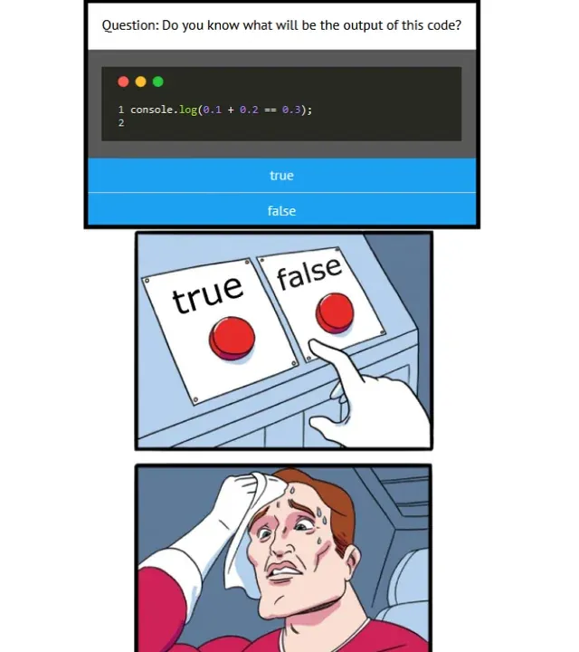 Meme about quirky arithmetic in JavaScript